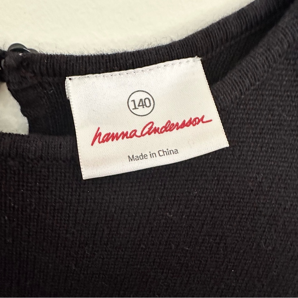 Hanna Andersson 100% Cotton Knit Sweater Dress Black & White  Girls size 10 Xmas - Picture 3 of 4